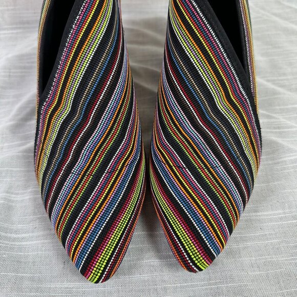 UNITED NUDE Fold Mid Ankle Boot Size 39 US 8.5 Mod Avant Garde Rainbow Striped - Picture 2 of 7